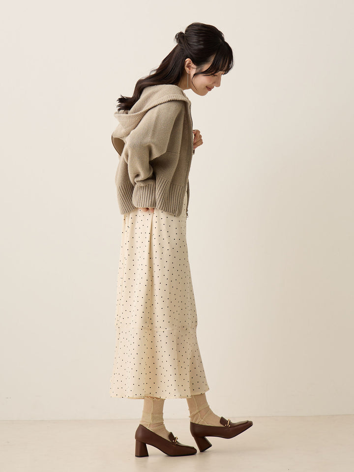 双拉链针织开衫灰色