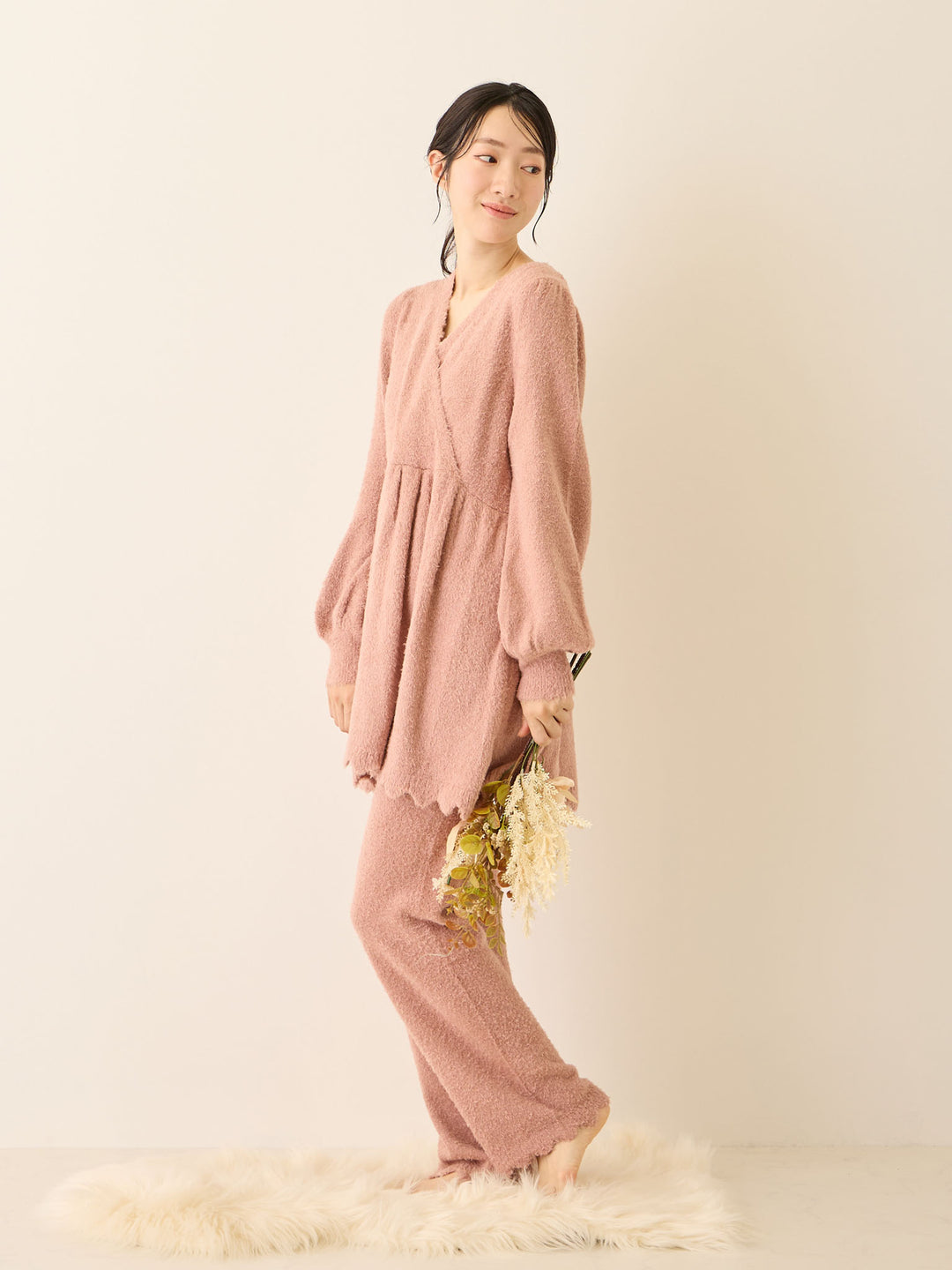 ふわふわルームレギンス Pink beige