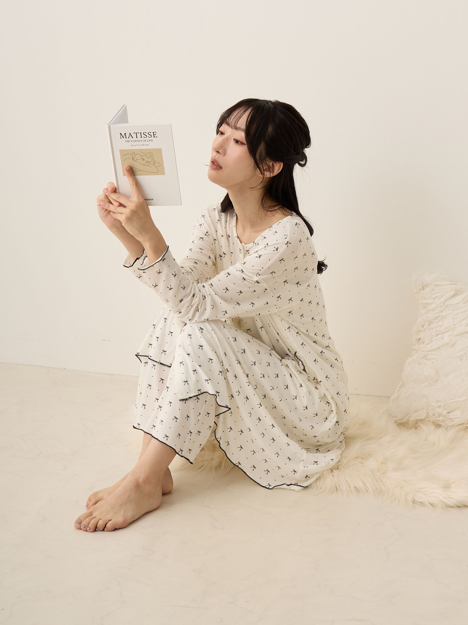 リボンドットルームウェア Ivory