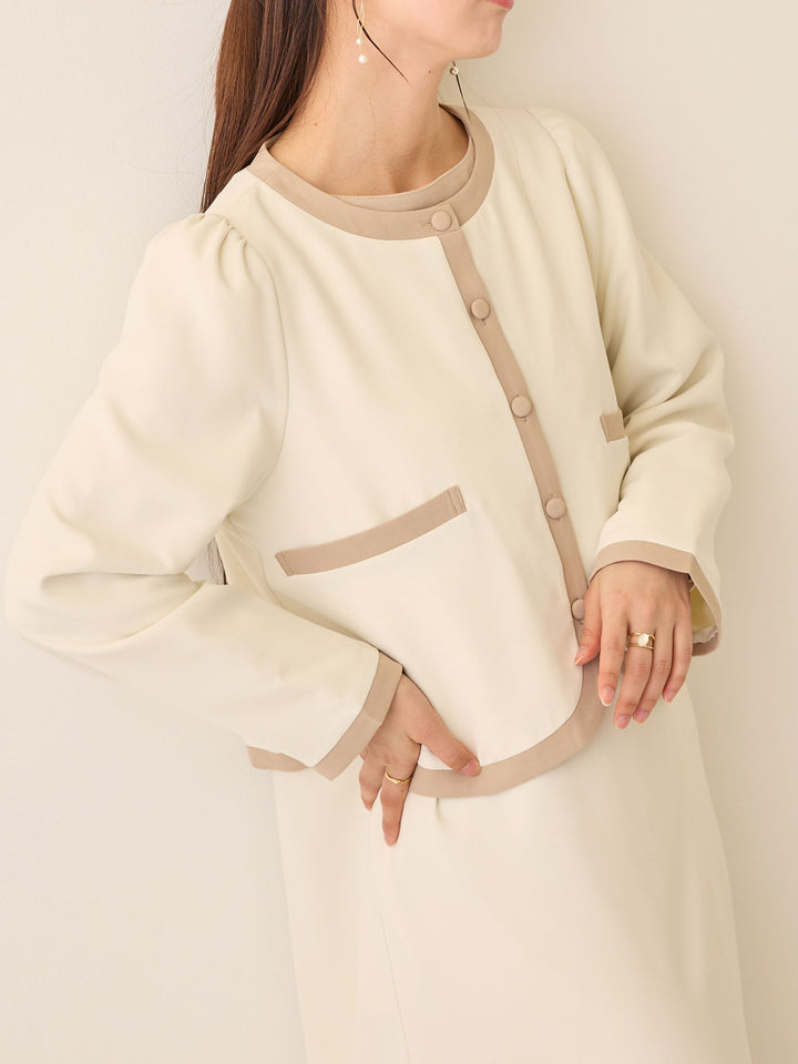 セレモニー対応・配色ジャケット Ivory