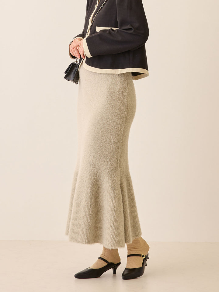 シャギーニットマーメイドスカート Light gray