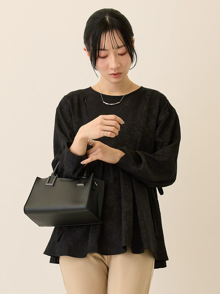 ジャガードペプラムトップス Black