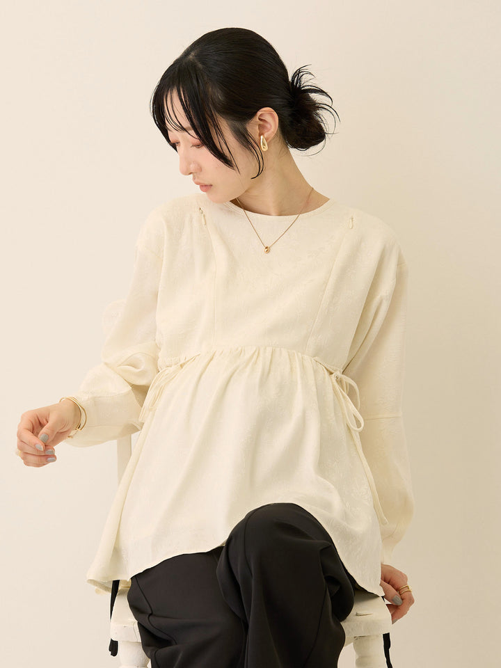 ジャガードペプラムトップス Ivory