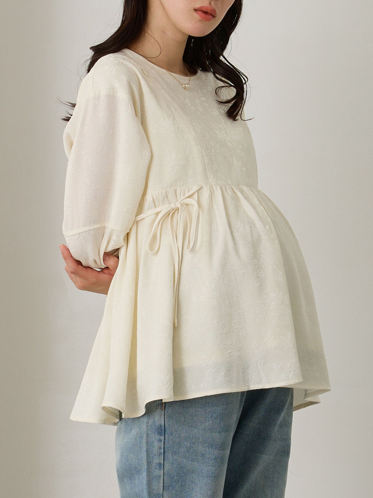 ジャガードペプラムトップス Ivory