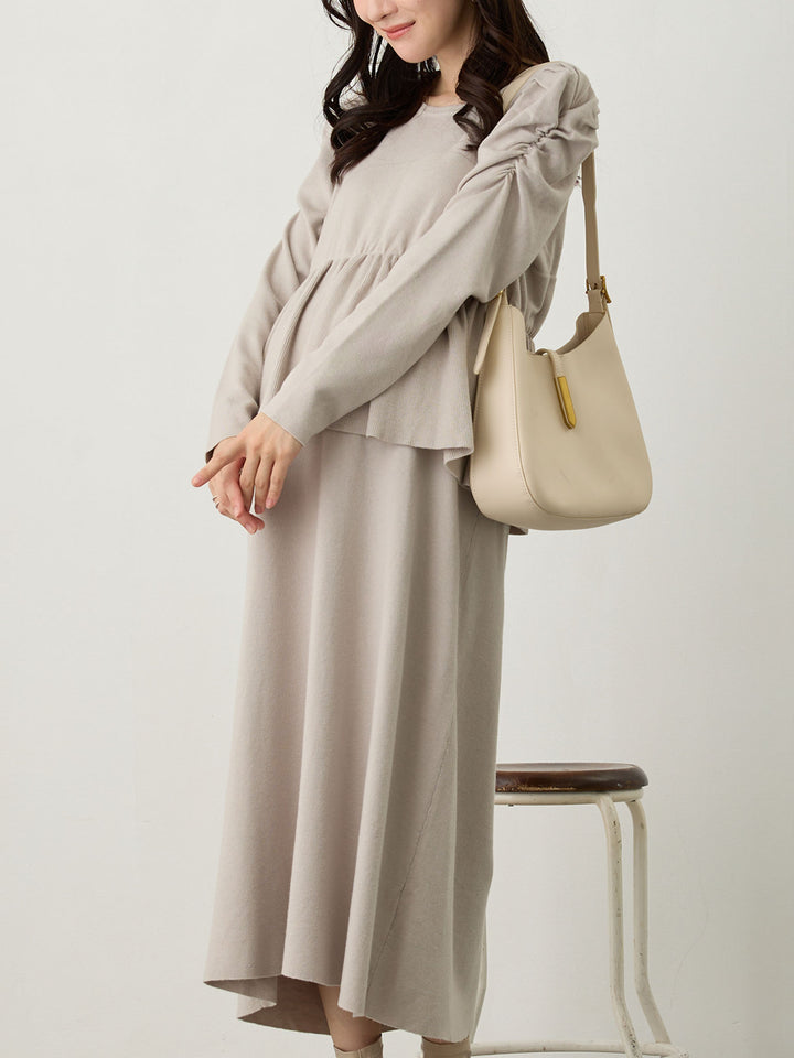 ニットペプラムワンピース Gray