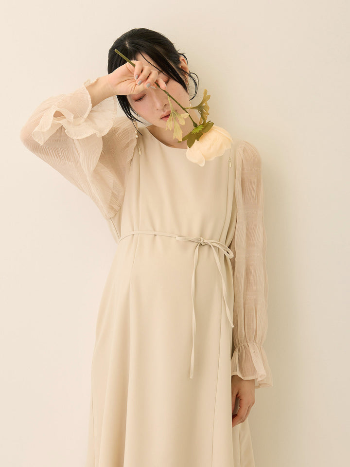 シフォンスリーブワンピース Beige