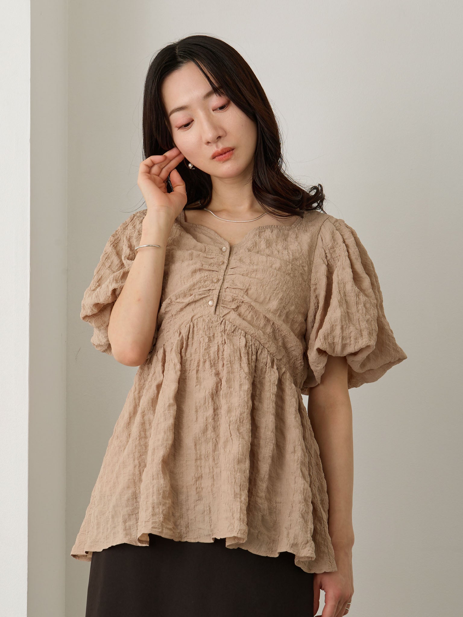 CHIEKO+ ジャカードトップス ベージュ38 ぽこぽこジャガードトップス Beige – honono for mom&baby
