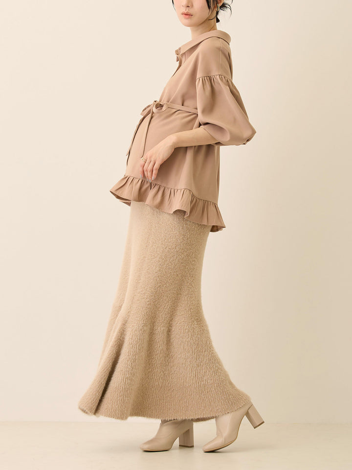 シャギーニットマーメイドスカート Beige