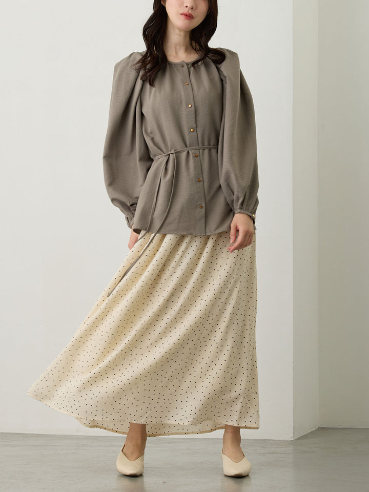 タックスリーブギャザーブラウス Gray