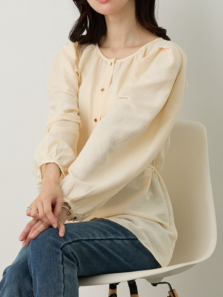 タックスリーブギャザーブラウス Ivory