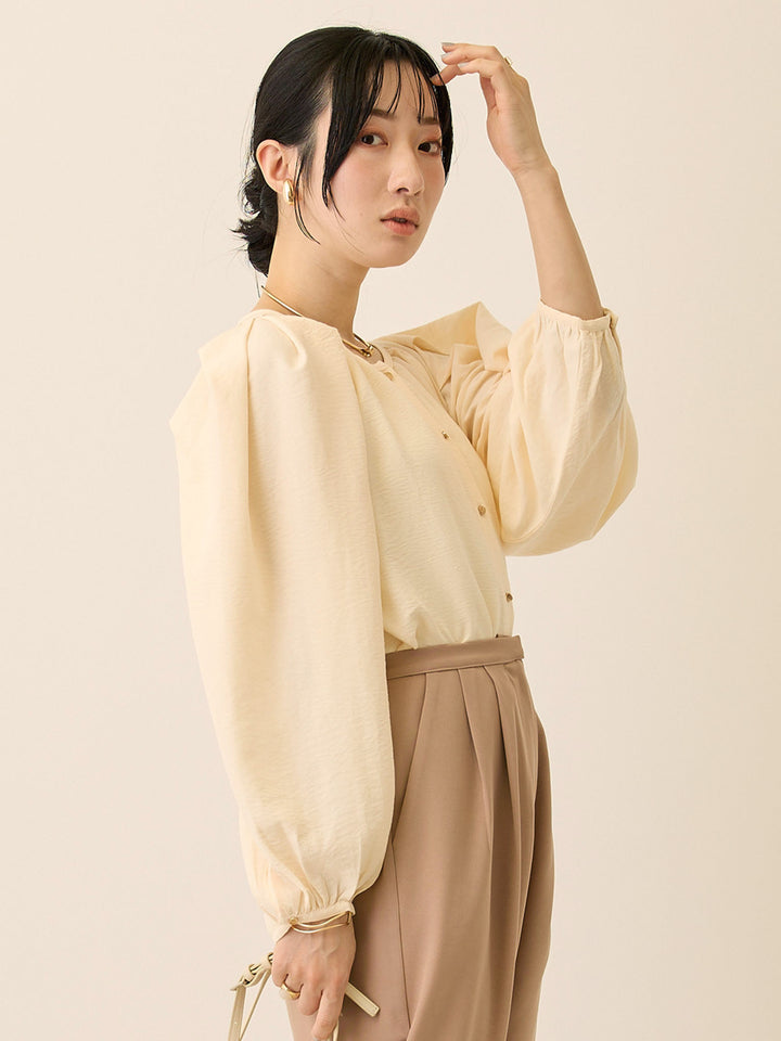 タックスリーブギャザーブラウス Ivory