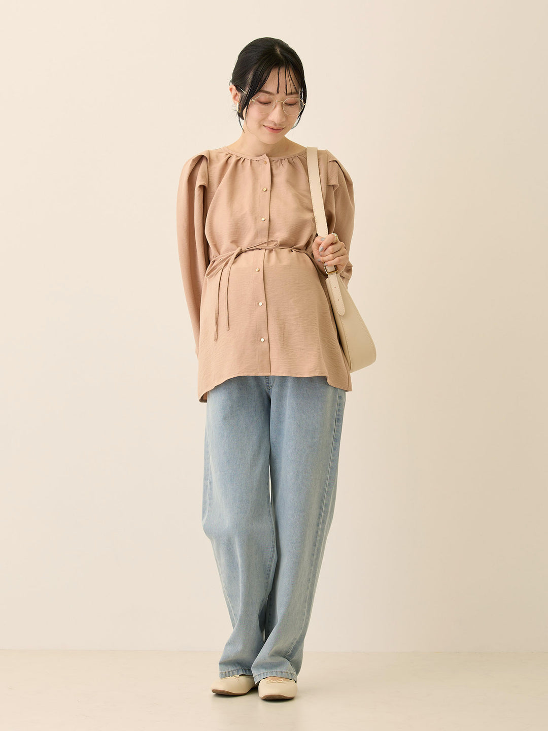 薄デニムロングパンツ Light blue