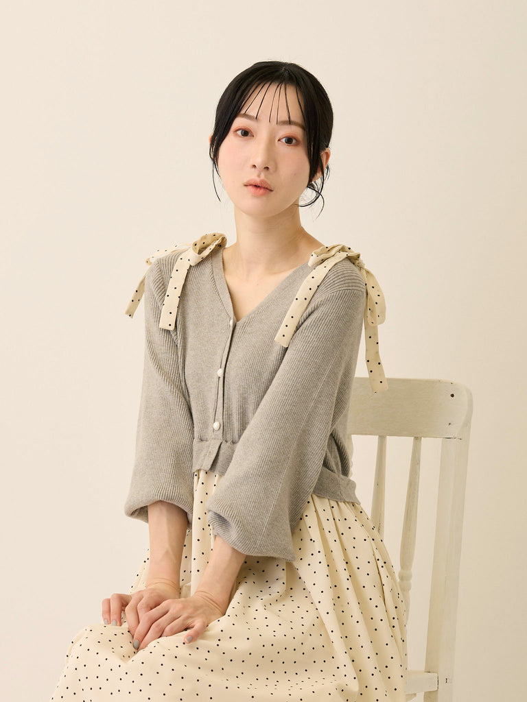 【新品未使用】honono ニットドッキングフェザー ワンピース アイボリー リブニットドッキングワンピース Gray – honono for mom&baby