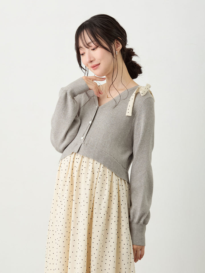 リブニットドッキングワンピース Gray