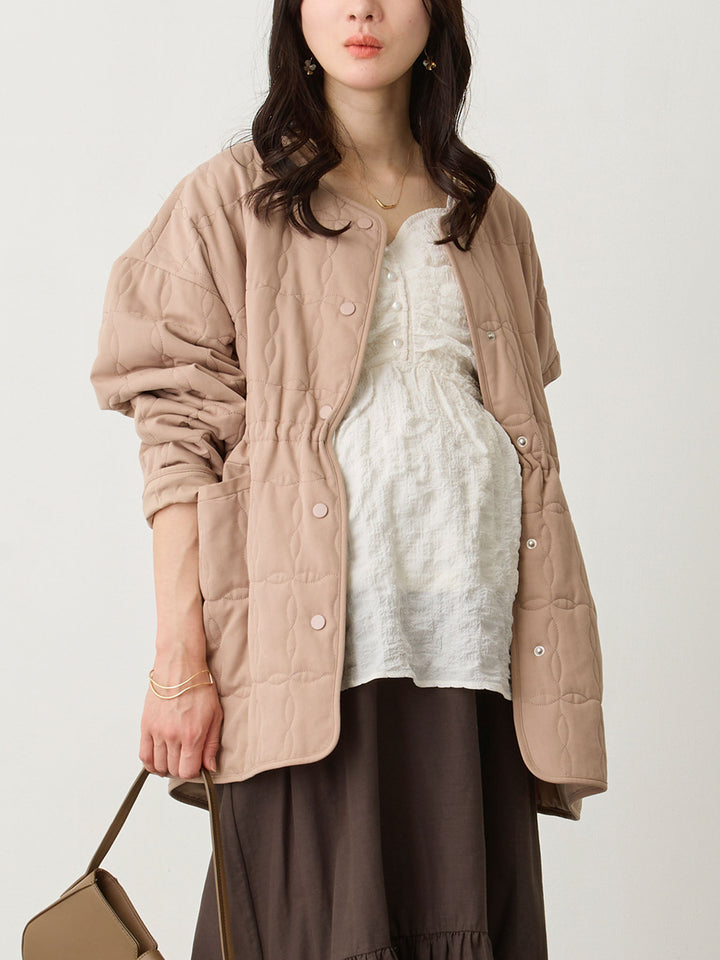 ダッカー付きオリジナルキルティングアウター Greige