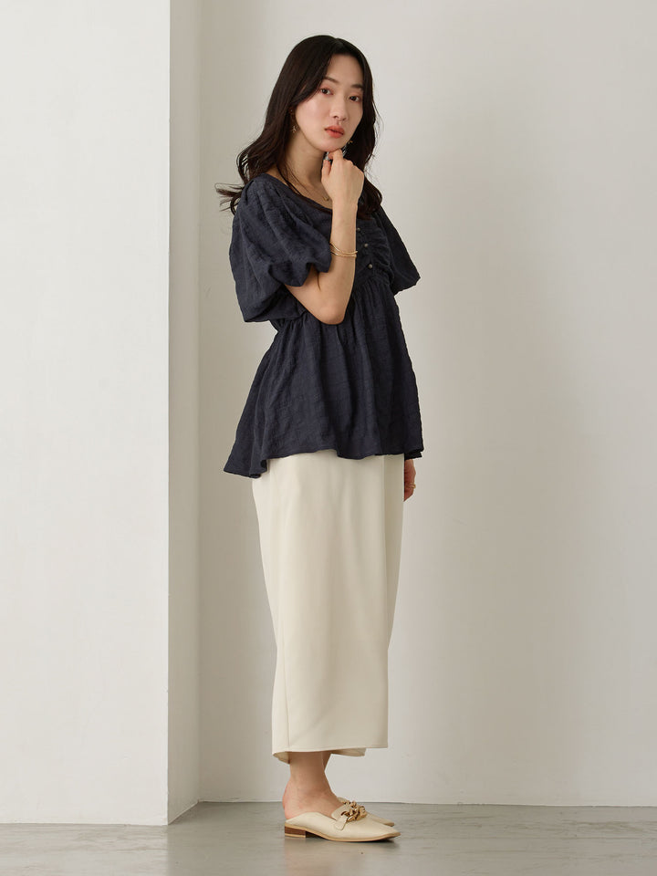 ぽこぽこジャガードトップス Navy