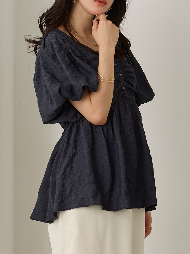 ぽこぽこジャガードトップス Navy