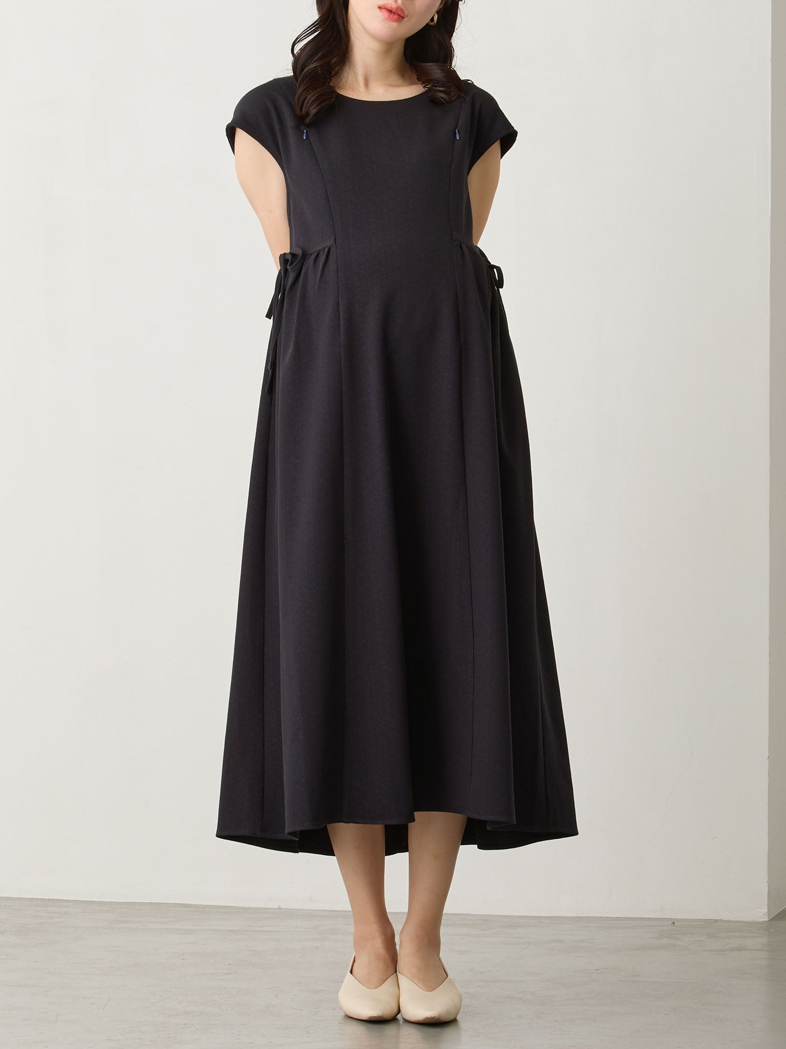サイドリボンフレンチワンピース Navy