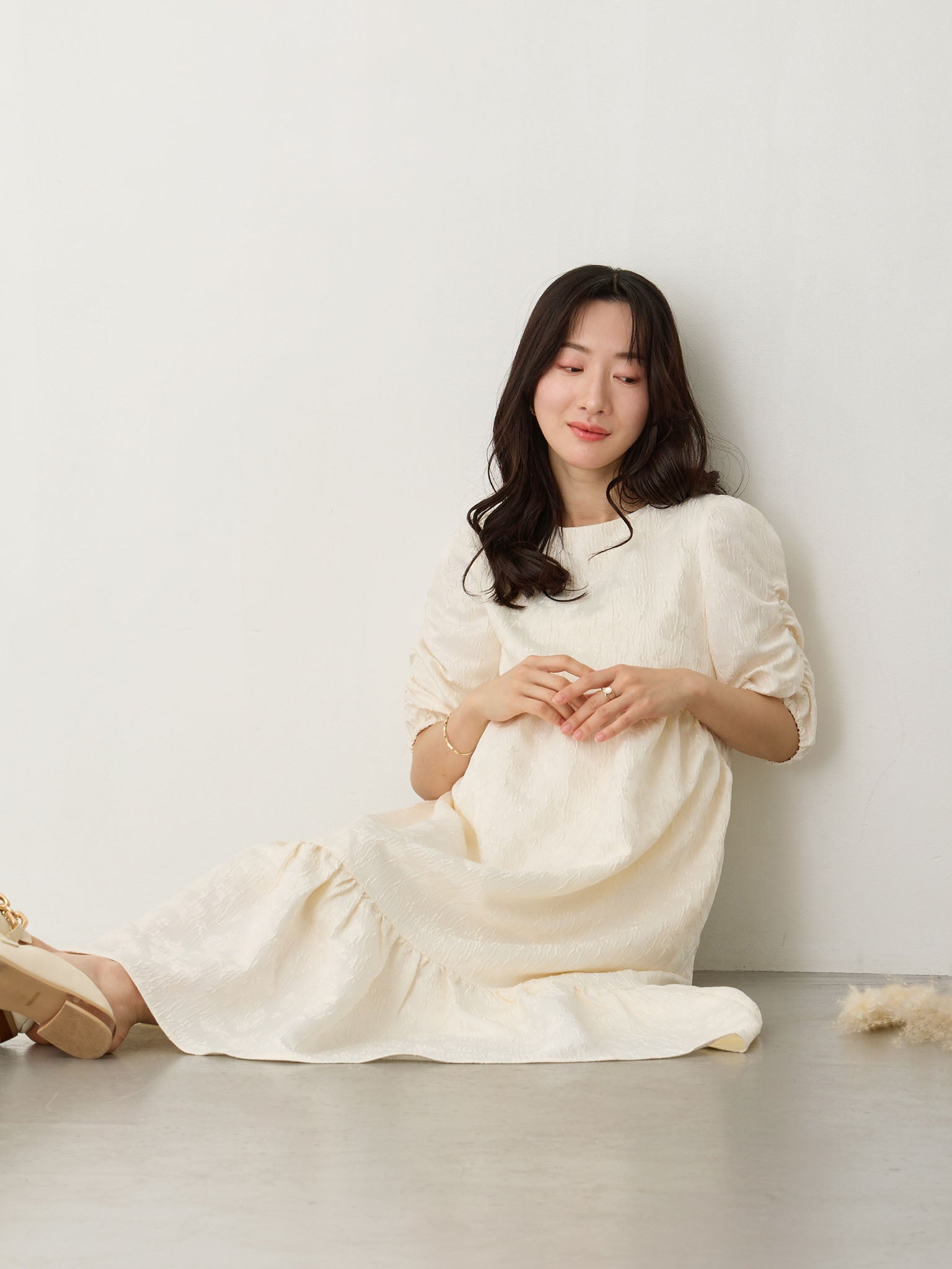 パフスリーブジャガードワンピース Ivory – honono for mom&baby