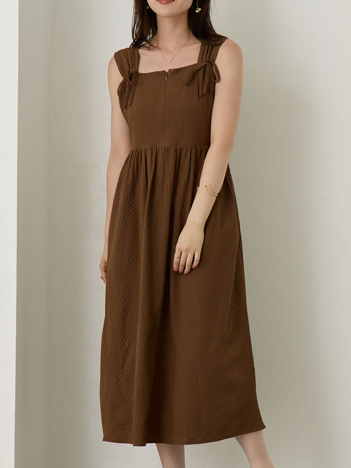 リボン付きジャンパースカート Brown