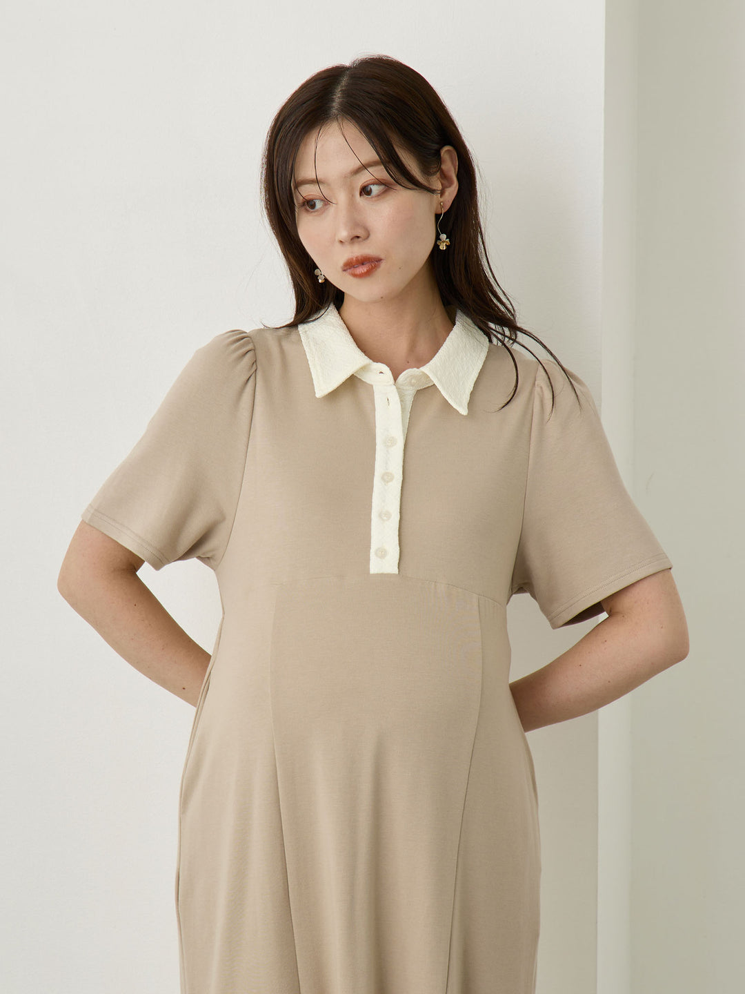 レースポロマーメイドワンピース Beige