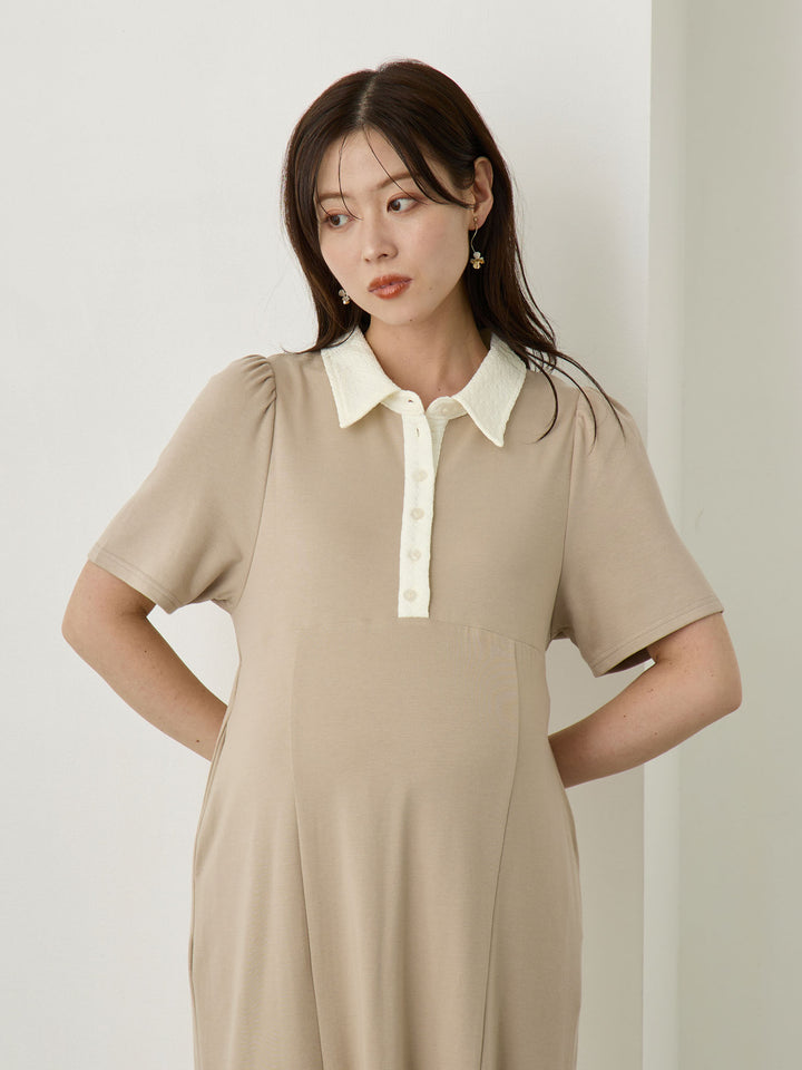 レースポロマーメイドワンピース Beige