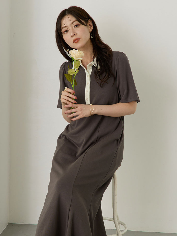 レースポロマーメイドワンピース Gray