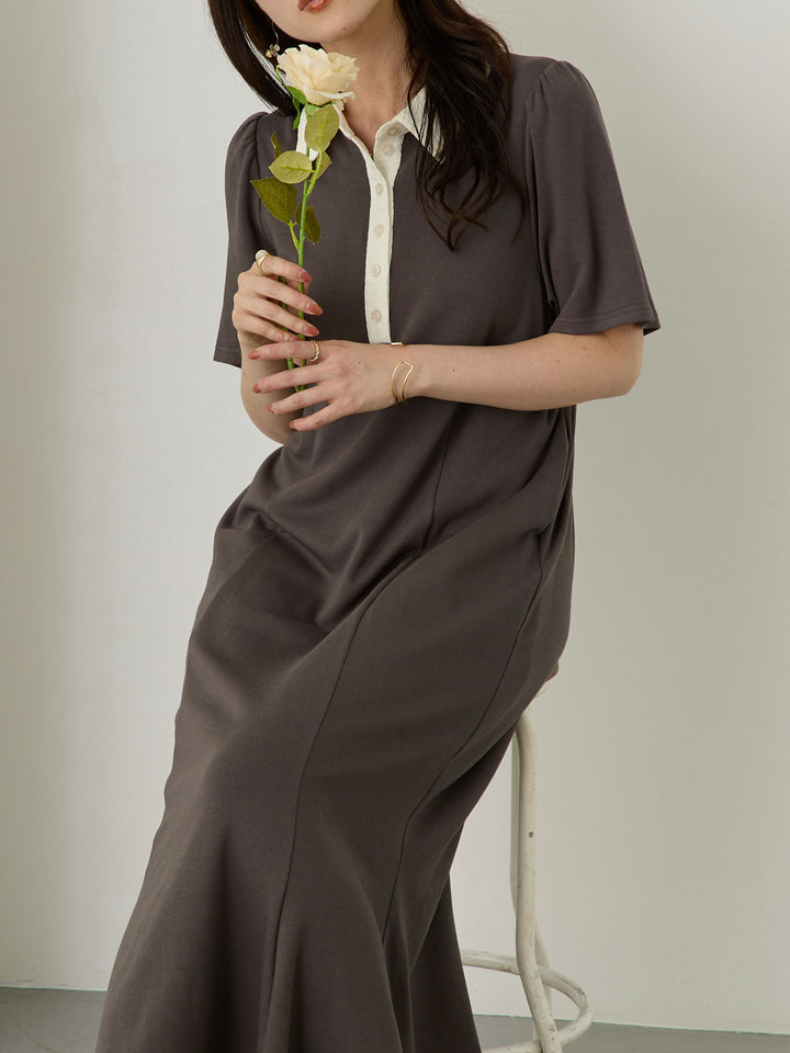レースポロマーメイドワンピース Gray