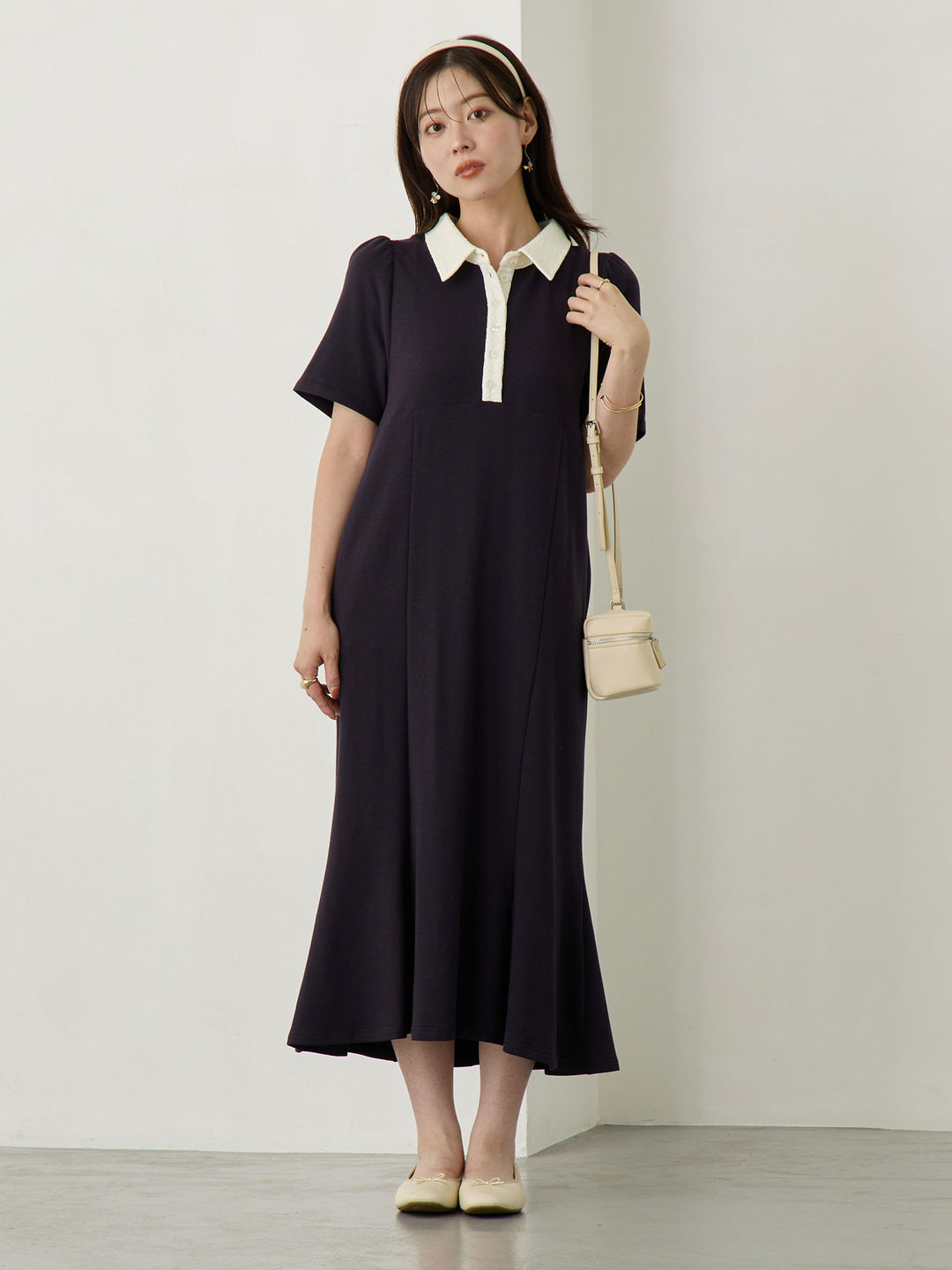 レースポロマーメイドワンピース Navy