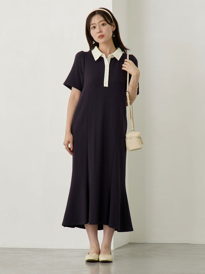 レースポロマーメイドワンピース Navy