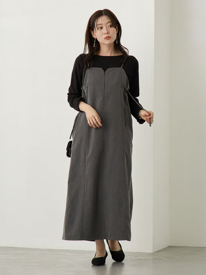 Side Ribbon Cami Dress Black