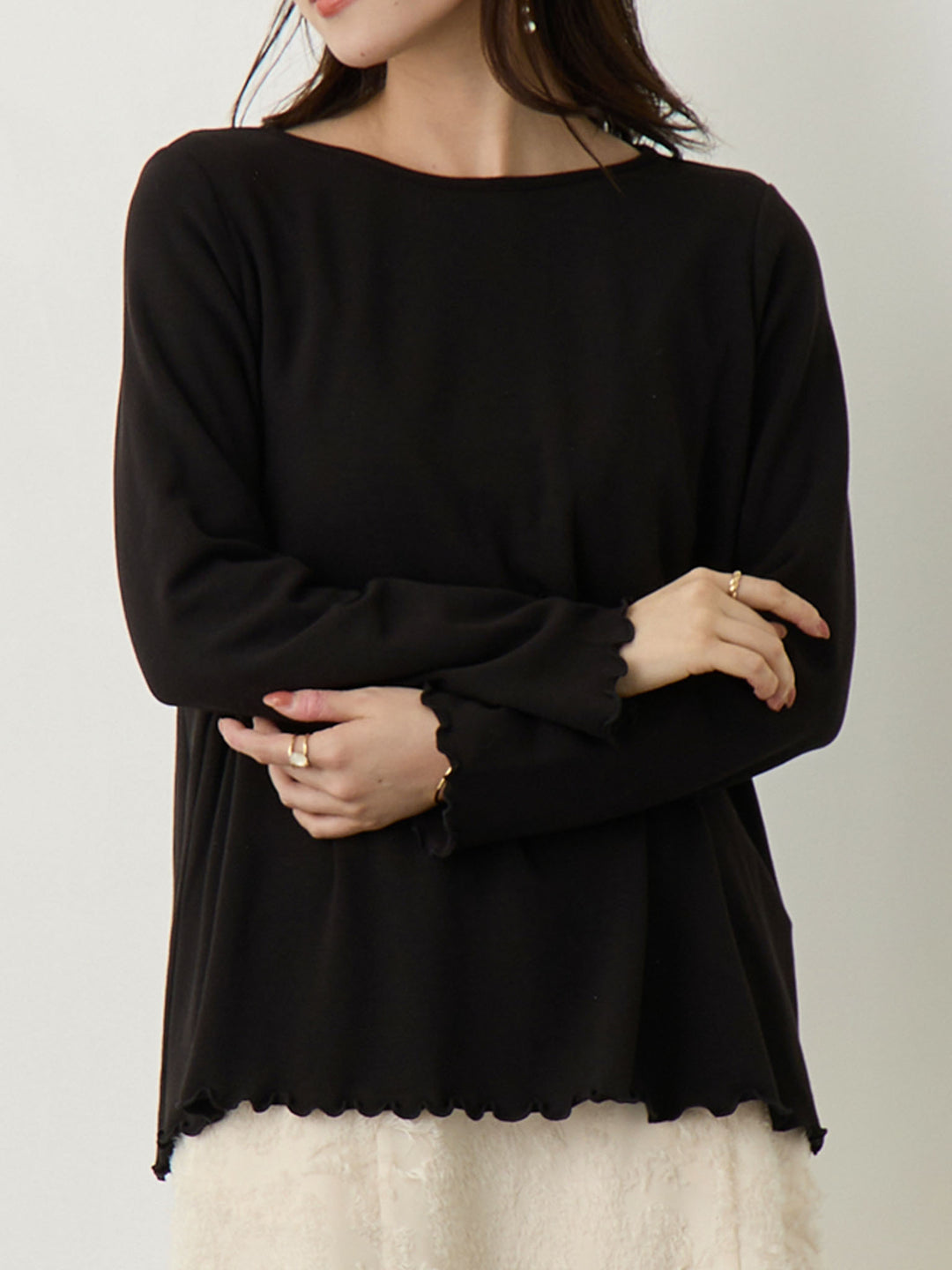 シンプル授乳トップス Black