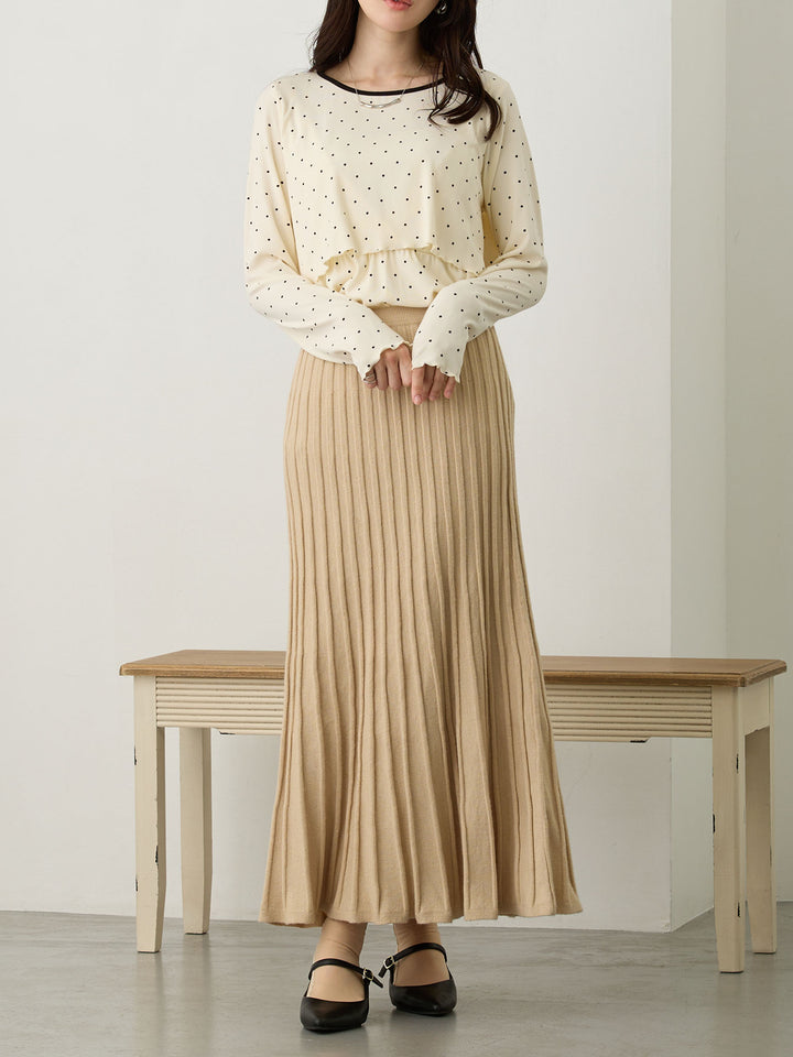 ニットプリーツスカート Beige