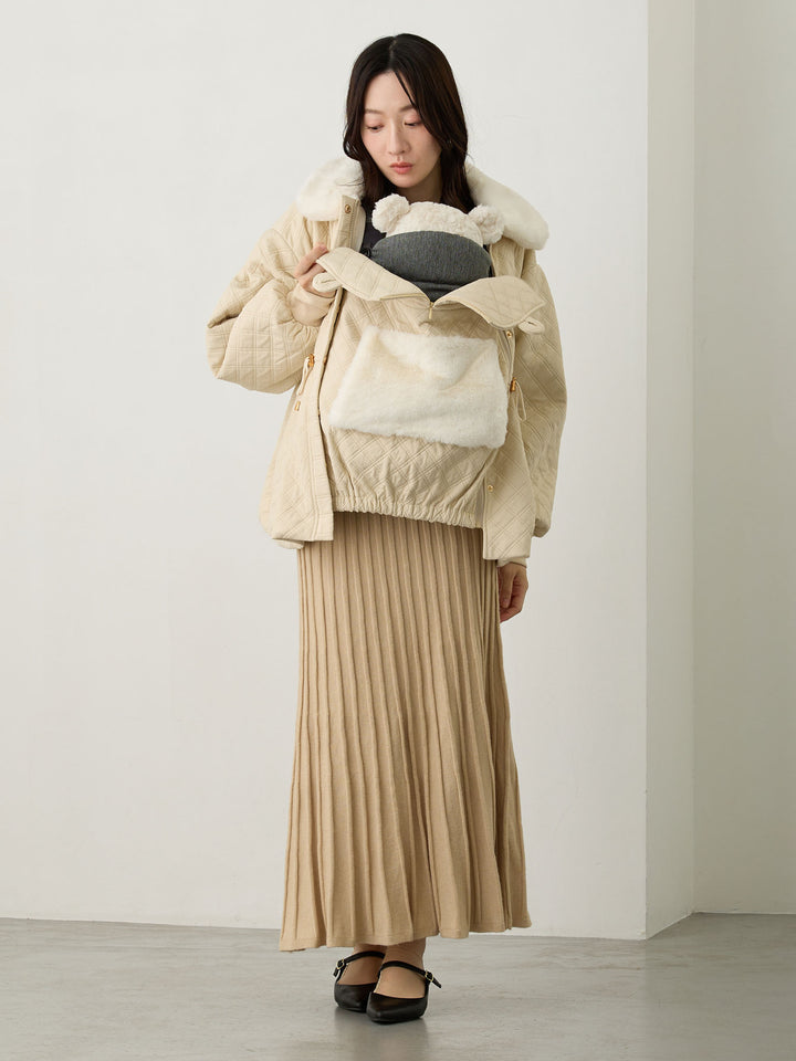 ダッカー付き衿ファーアウター Beige