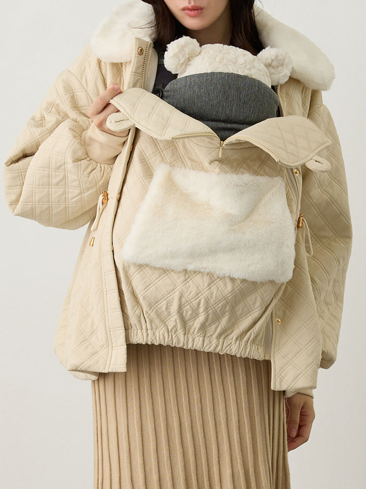 ダッカー付き衿ファーアウター Beige