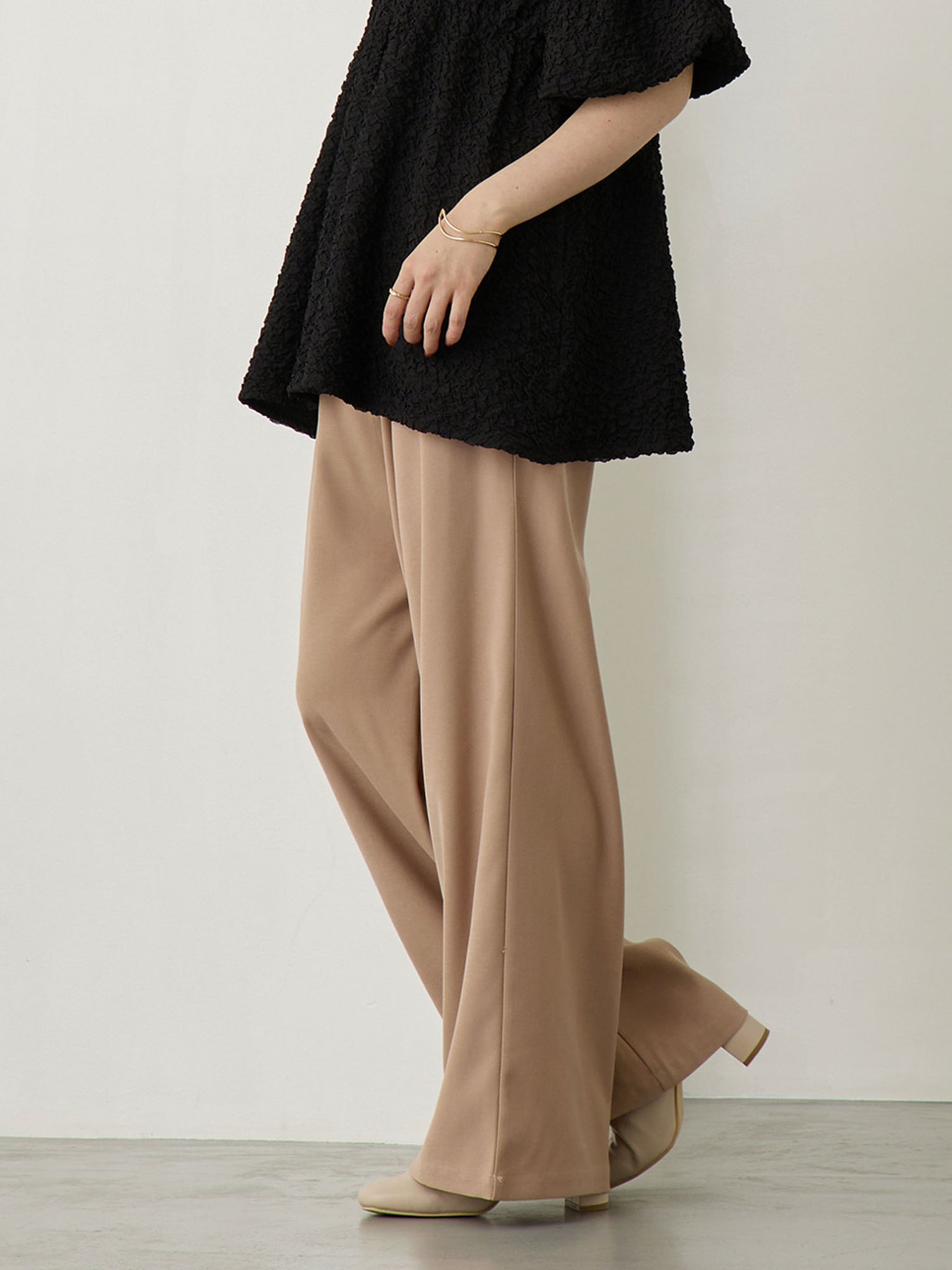 タックワイドパンツ Pink beige