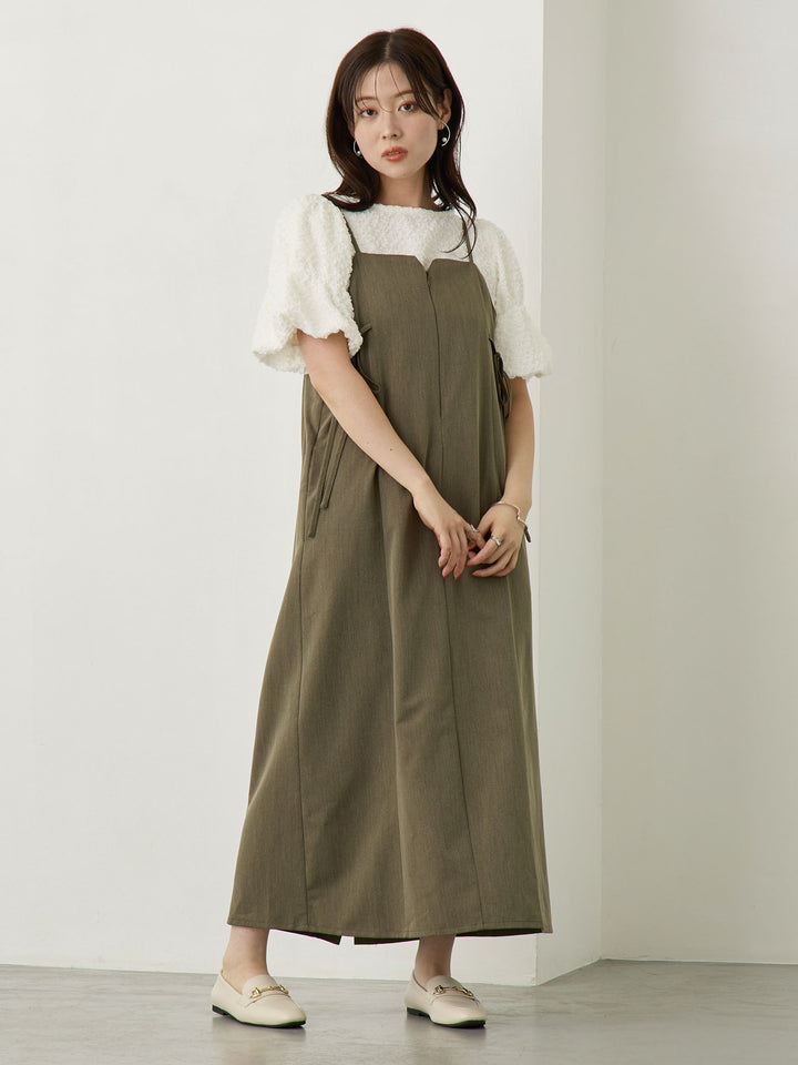 Side Ribbon Cami Dress Khaki