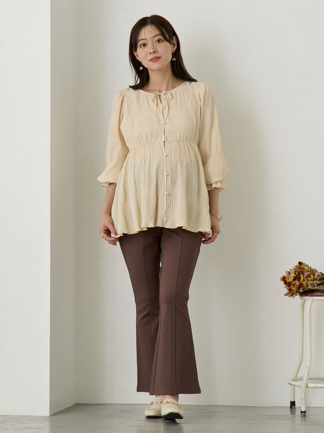ポンチフレアパンツ Brown
