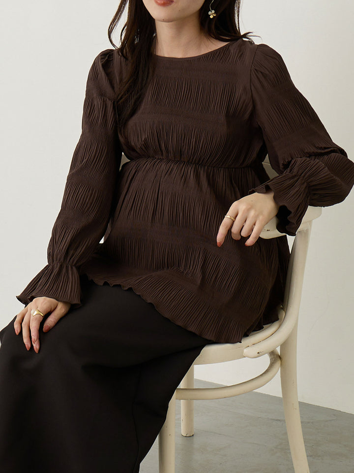 2wayプリーツブラウス Brown