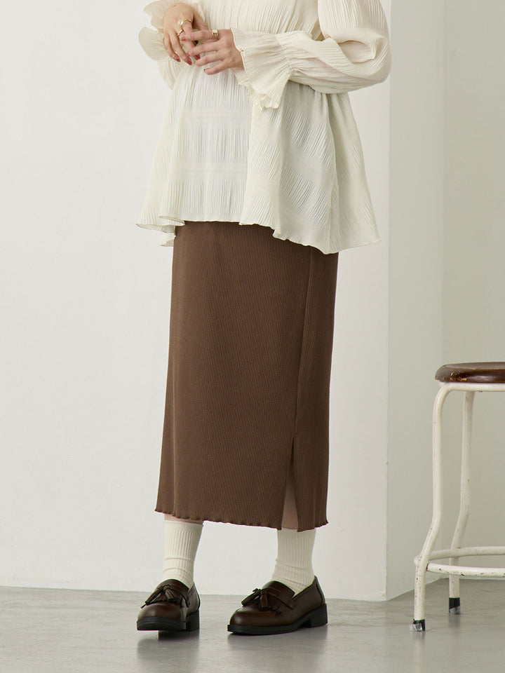 リブカットタイトスカート Brown