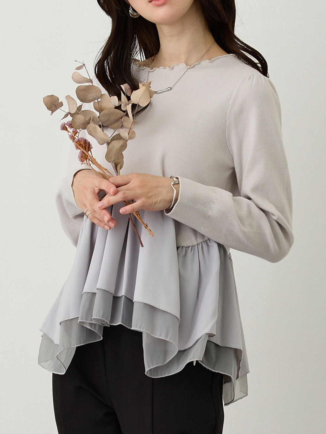 ドッキングペプラムニット Light gray