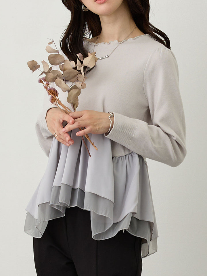 ドッキングペプラムニット Light gray