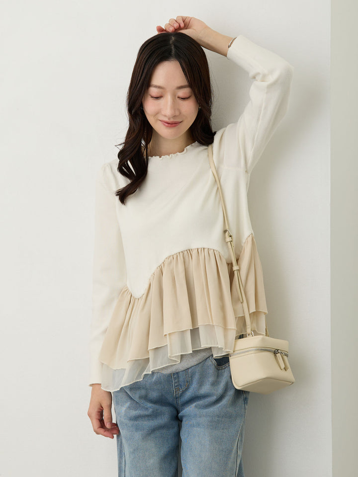 ドッキングペプラムニット Ivory
