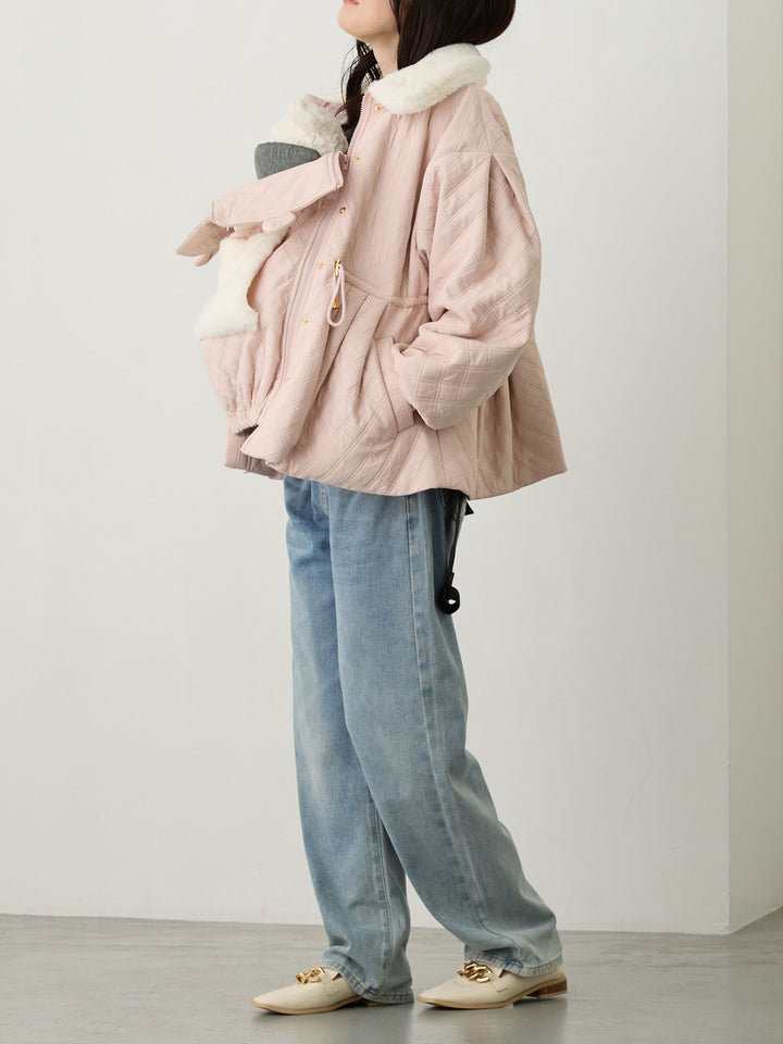 ダッカー付き衿ファーアウター Pink