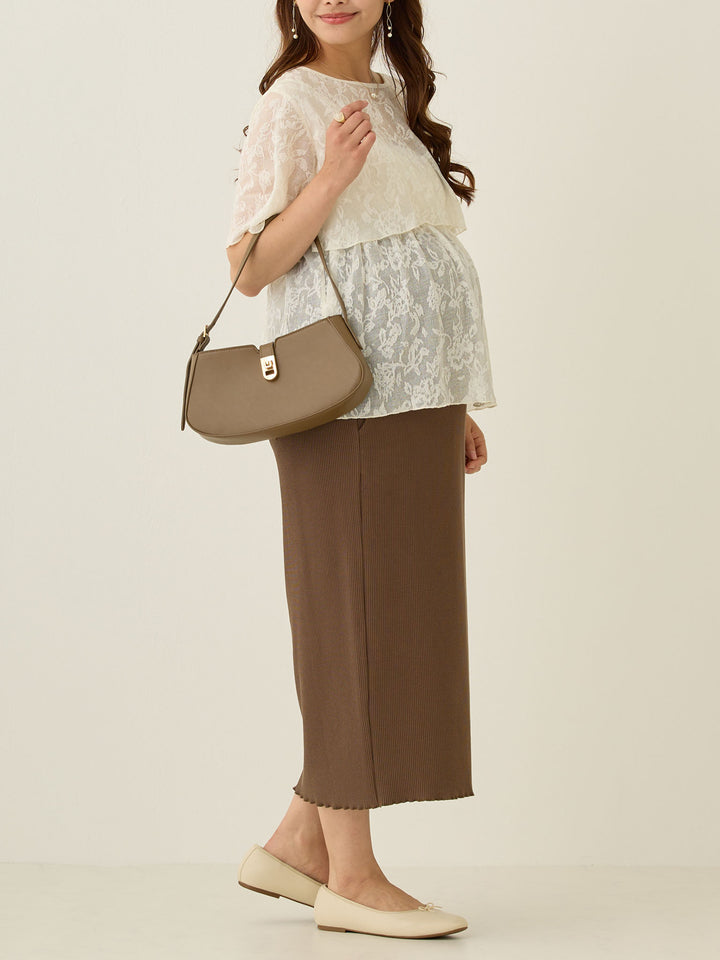 リブカットタイトスカート Brown