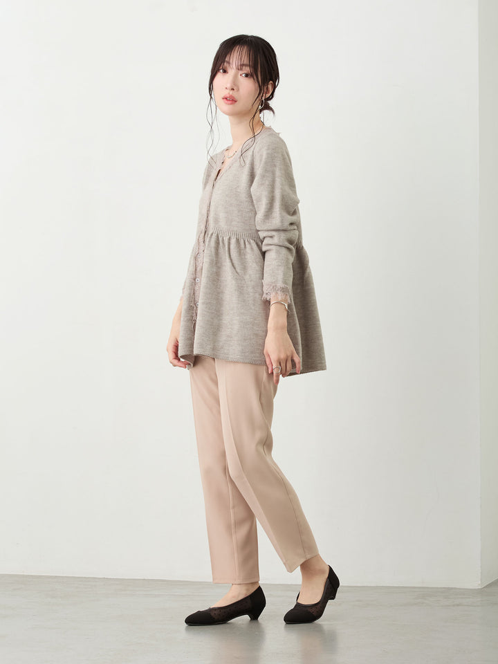 レース付きニット Gray