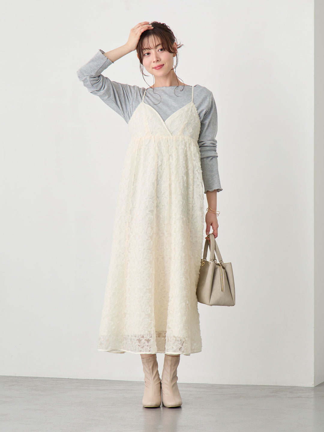 カシュクールレースキャミワンピース Ivory