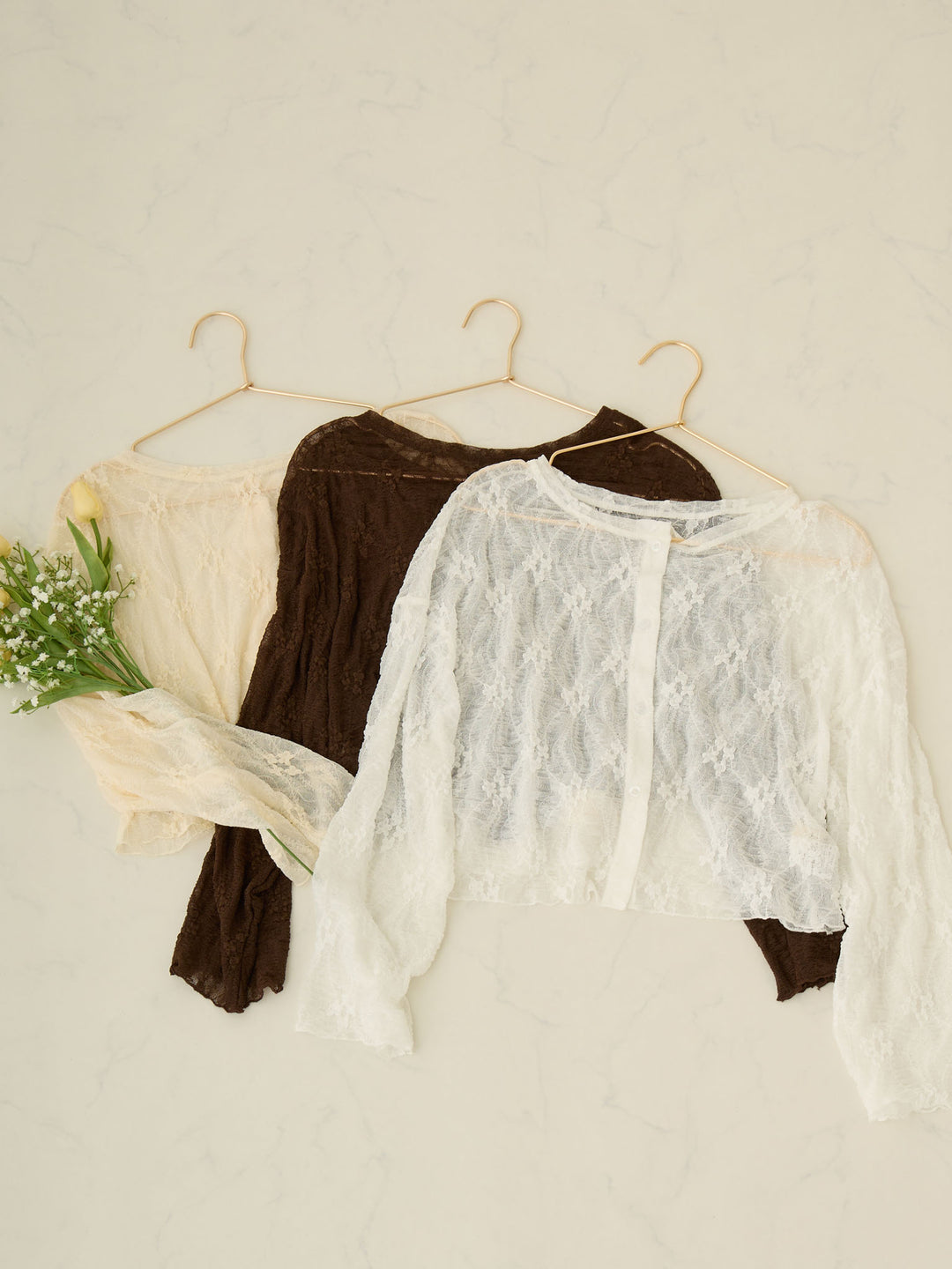 2wayレースカーディガン White